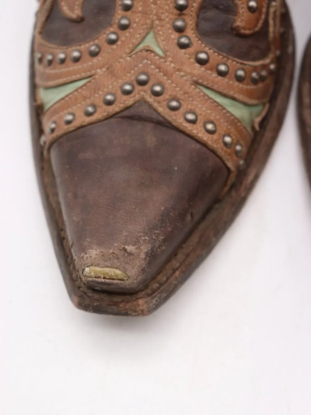 Old Gringo Women's 7.5 B Snip Toe Studded Distressed Brown Leather Cowgirl Boots